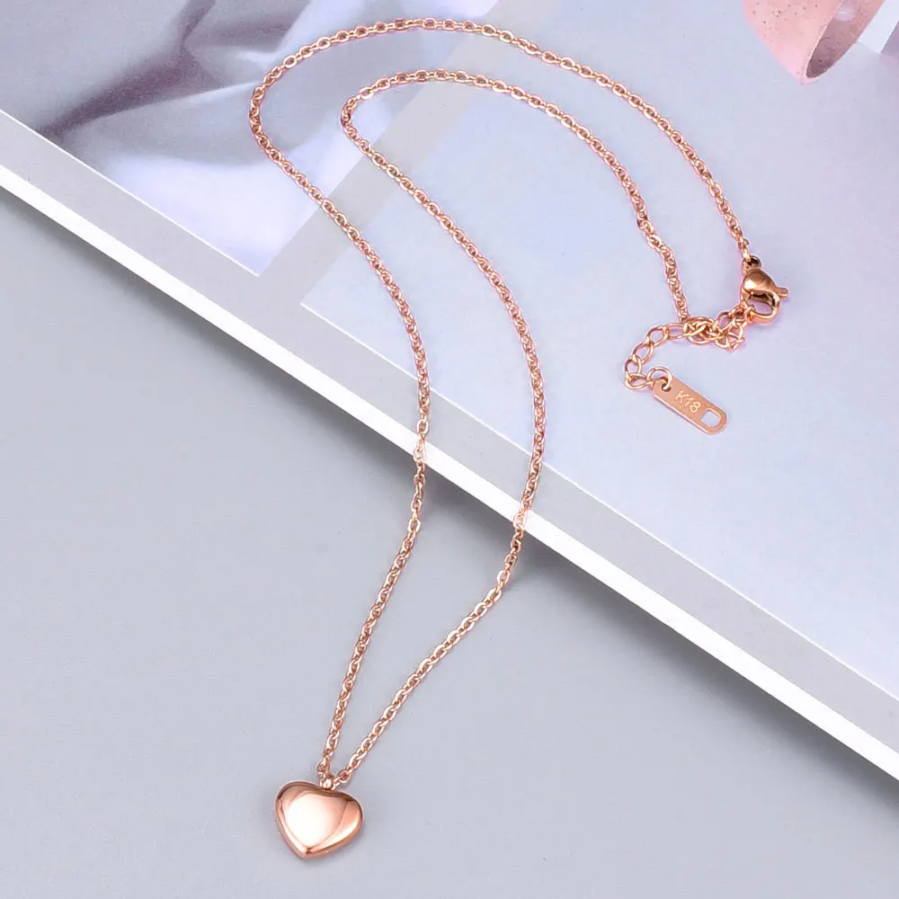 Love Heart 18k Yellow Gold Plated Pendant Necklace For Women Elegant Necklaces Chain Valentine's Day birthday Jewelry Gifts