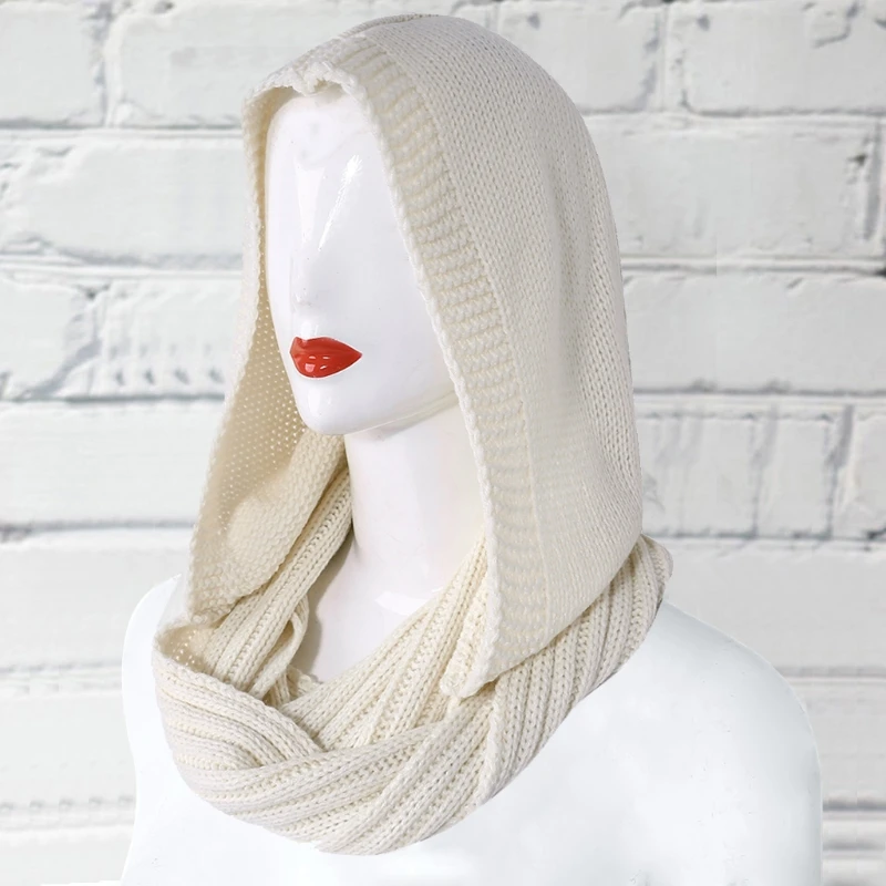 Winter Women Thick Cable Knit Ribbed for Infinity Circle Loop Scarf Slouchy Loose beanies Hat Windproof Skull Cap Shawl DXAA