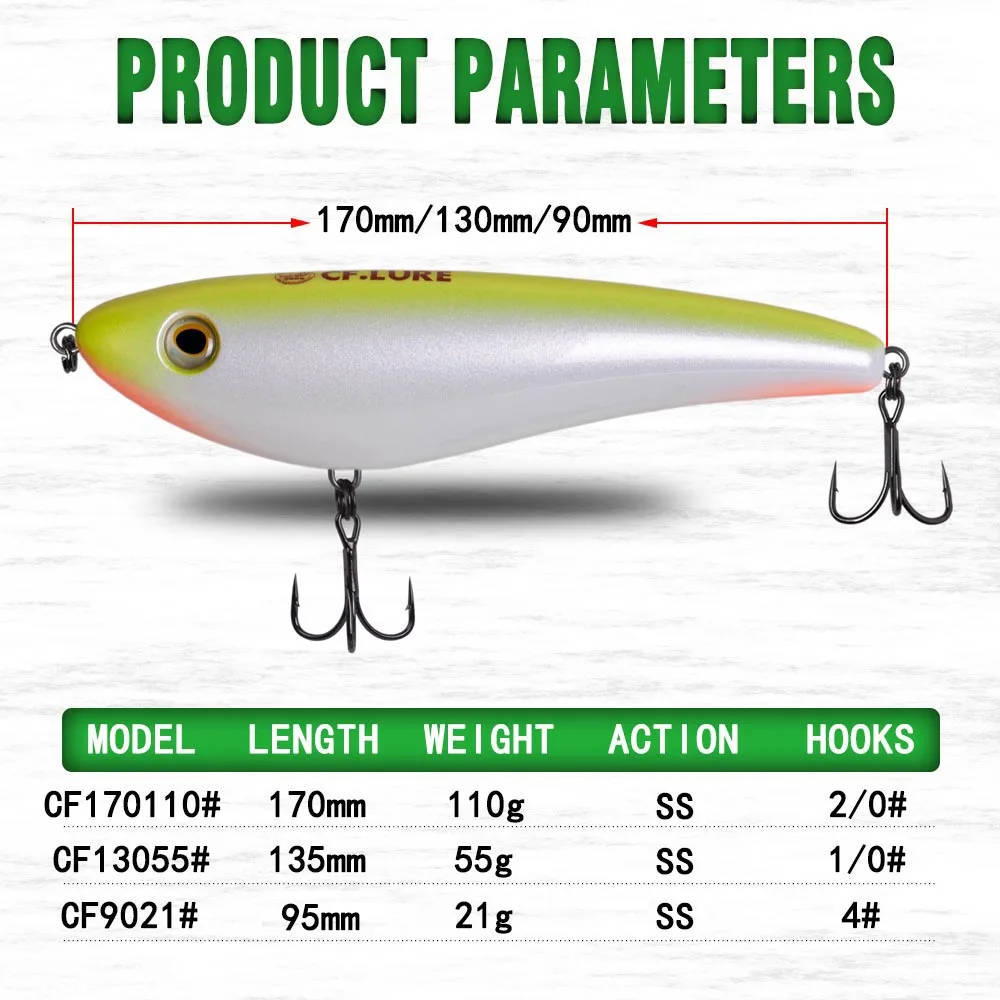 CF Lure Explorer 170mm 135mm 95mm 3 Size Fishing Hard Jerk Bait Pike