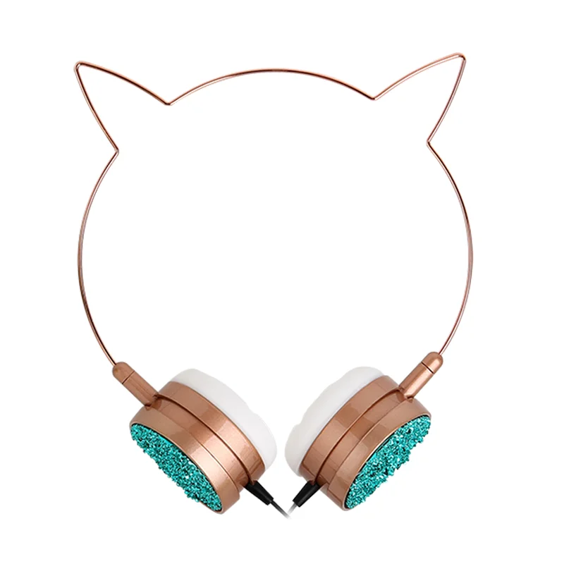 Mèo Tai Nghe Nhét Tai Có Dây Kim Loại Tai Nghe Tai Mèo Tai Nghe Di Động Âm Nhạc Máy Tính Stereo Tai Nghe Jack Cắm 3.5Mm Cô Gái Quà Tặng