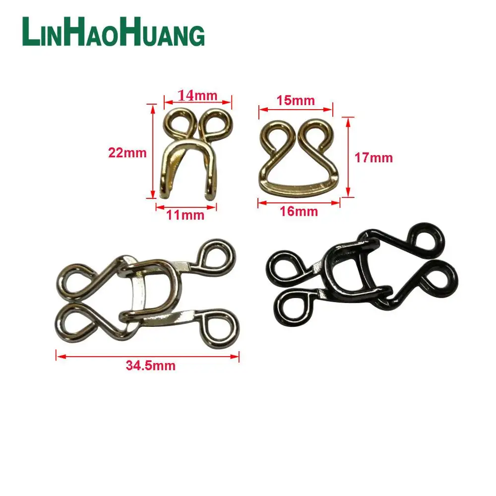 50sets/Lot Big 34.5mm Metal Underwear Hooks And Eyes Pant Skirt Hook And Eye Three Colors Free Shipping