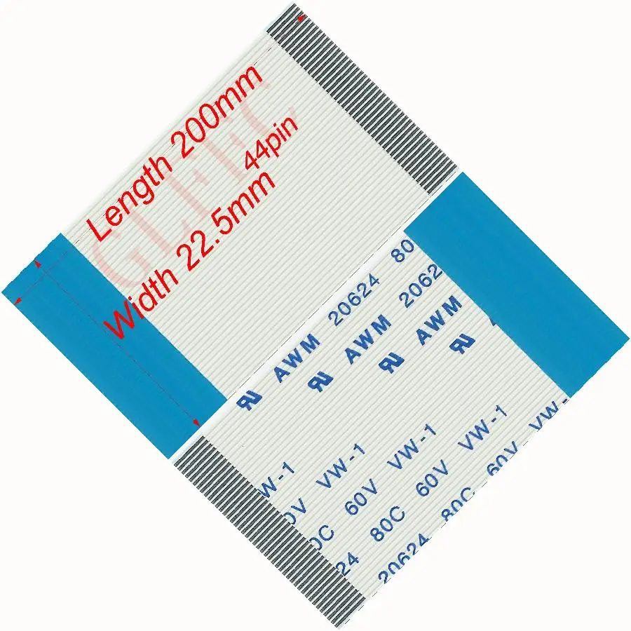 44pin 0.5 Sân 200Mm-200Mm Loại B Linh Hoạt Cáp Phẳng FFC Awm 20624 ROHS Xuất TTL màn Hình LCD DVD Máy Tính