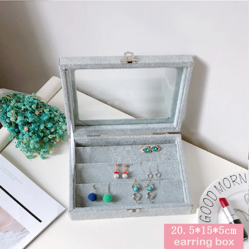 Surprise Price Size 20.5*15*5cm Gray Jewelry Display Box Case for Rings Earrings Bracelets Necklaces Ornaments Storage Organizer