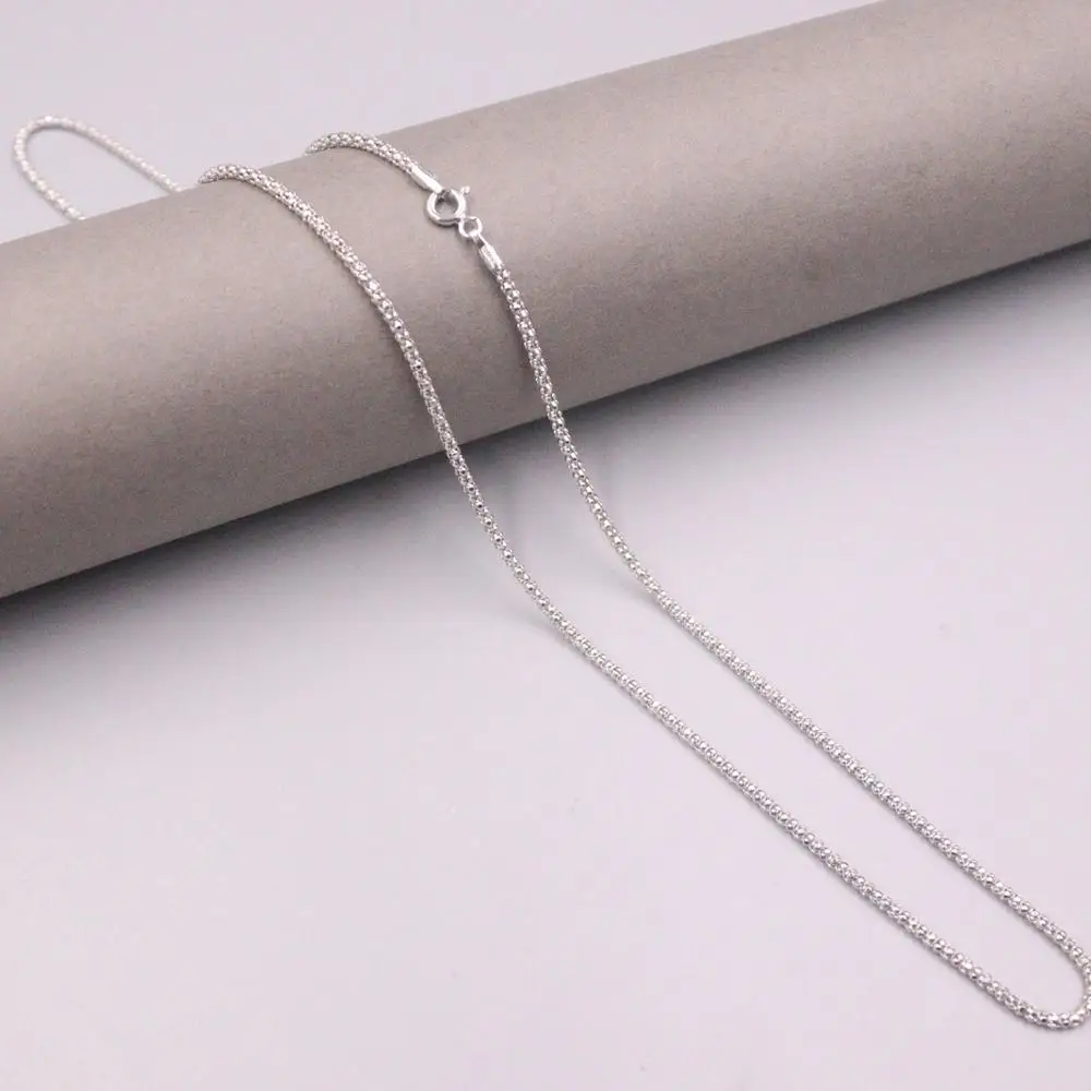 Real 18K White Gold Necklace Women's Popcorn Chain 1.8mm Female 50cm/20inch Gift Neckalces Jewellery Men's Gold Chain