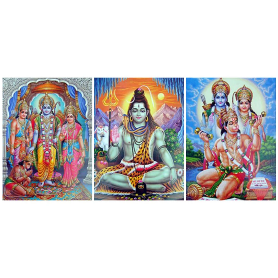 

Yujohom Diy Diamond Painting Shiva Parvati Ganesha Figure 5D Mosaic Diamond Embroidery Religious Indian Art Hindu God Home Decor