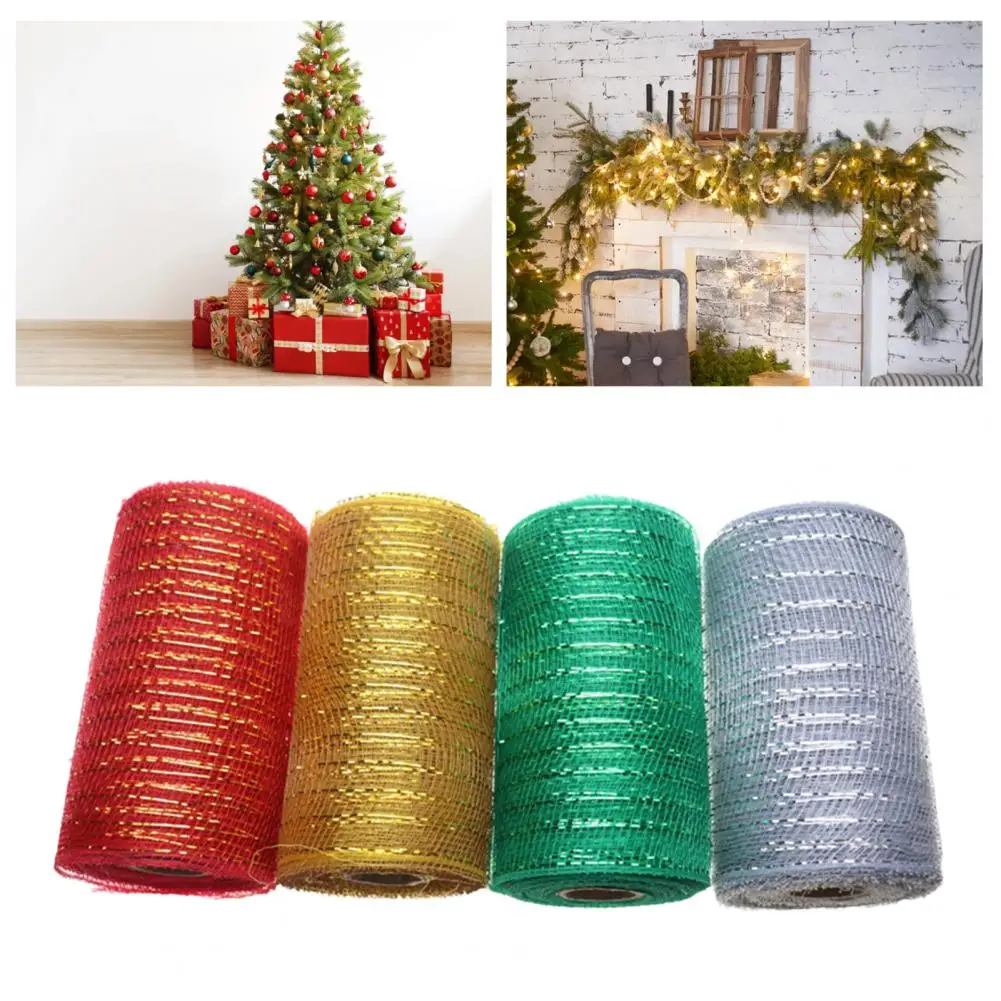 

New Deco Poly Mesh Ribbon 6/10 inch Wide Metallic Ribbon for Christmas Wreaths,Swags Bows Wrapping and Decorating Projects