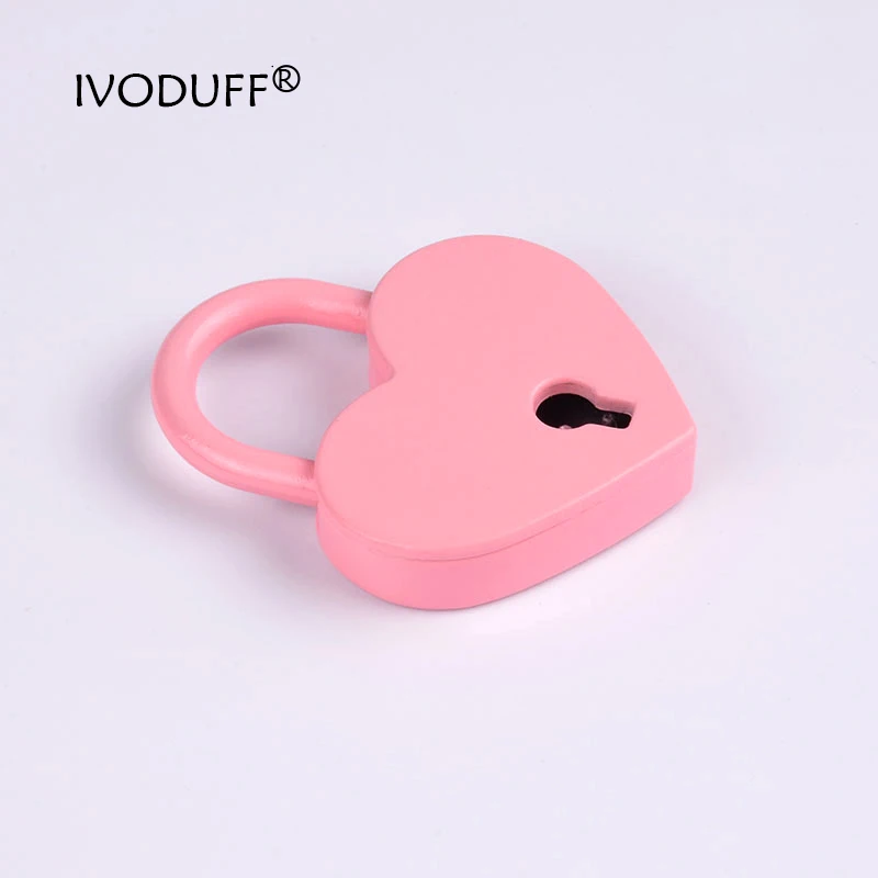 Heart Lock Lovely Pink  Metal Padlock With Heart Shape For Bag Decoration  30x39mm