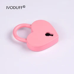 Heart Lock Lovely Pink  Metal Padlock With Heart Shape For Bag Decoration  30x39mm