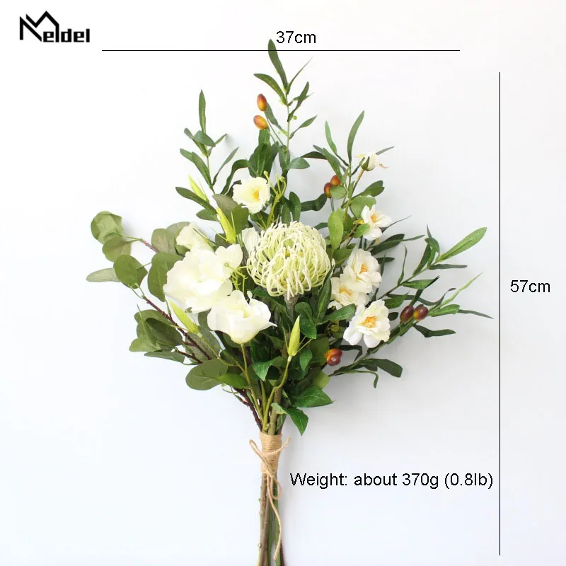 Meldel Wedding Bouquet Handmade Wedding Rose Flowers Red Marriage Supplies Leucospermum Orchid Wedding Supplies Balloon Flower