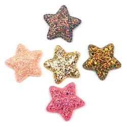 20Pcs 5cm Glitters Star Shape Shiny Padded Appliques for Kids Hair Clip clothes Decor Ornament and Garment Accessoires wholesale