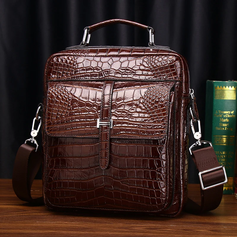 New Leather Man bag handbag large capacity multi-functional crocodile belly single shoulder bag fashion business messenger bag