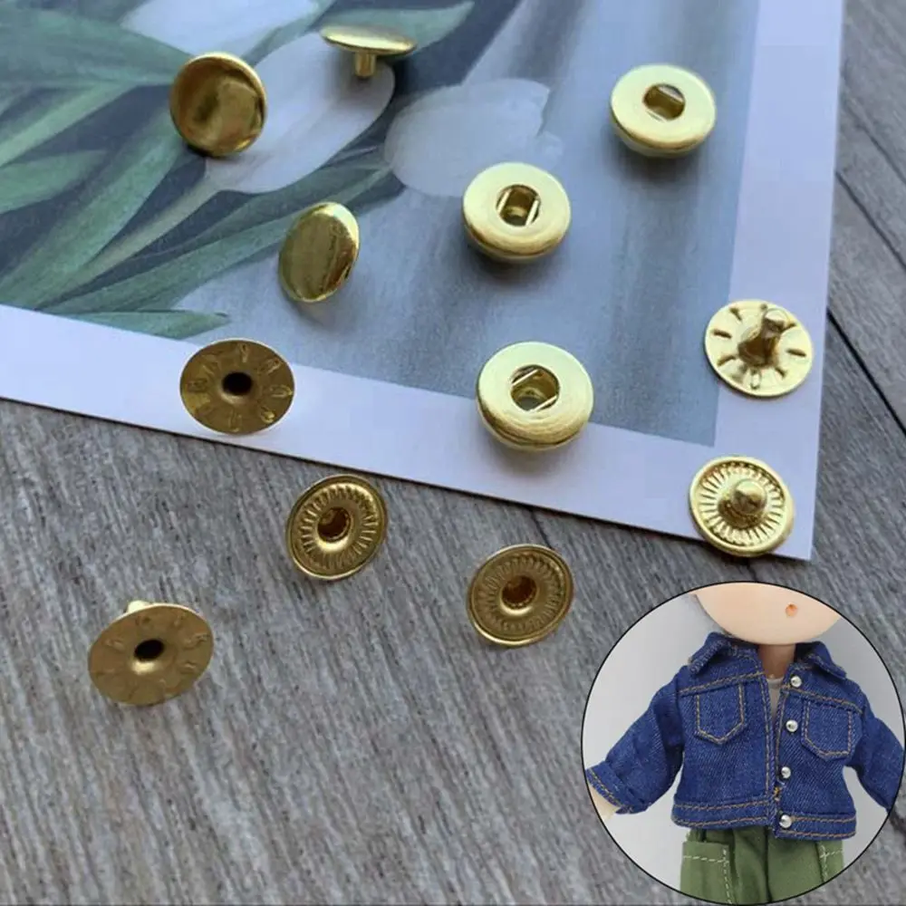 3 Sets 6/8mm Mini Metal Button DIY Doll Clothes Craft Buckle Miniature Invisible Snap for 1/6 Doll Clothing Sewing Accessories