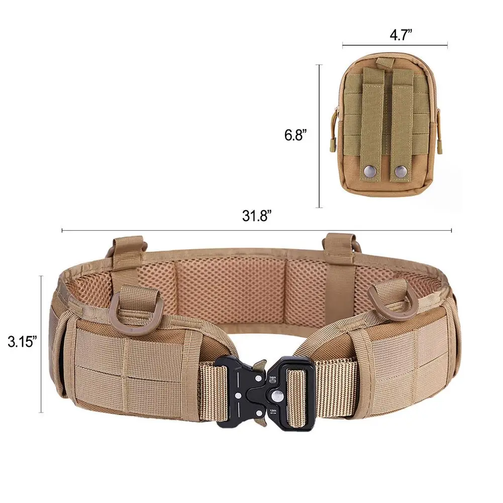 Outdoor Military Tactical Adjustable Belt Men Molle Battle Combat Outdoor CS Hunting Paintball Padded Waist Belt Set