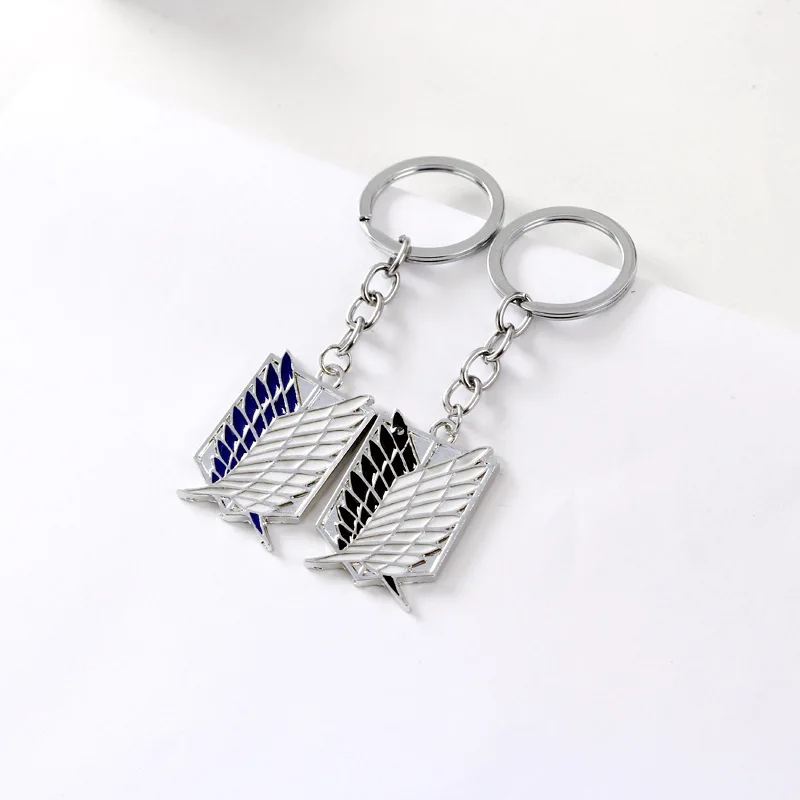 Hot Sale Anime Attack On Titan Silver Drip Keychains Giant Legion Flag Cosplay Jewelry Key Ring Car Key Holder For Anime Fans