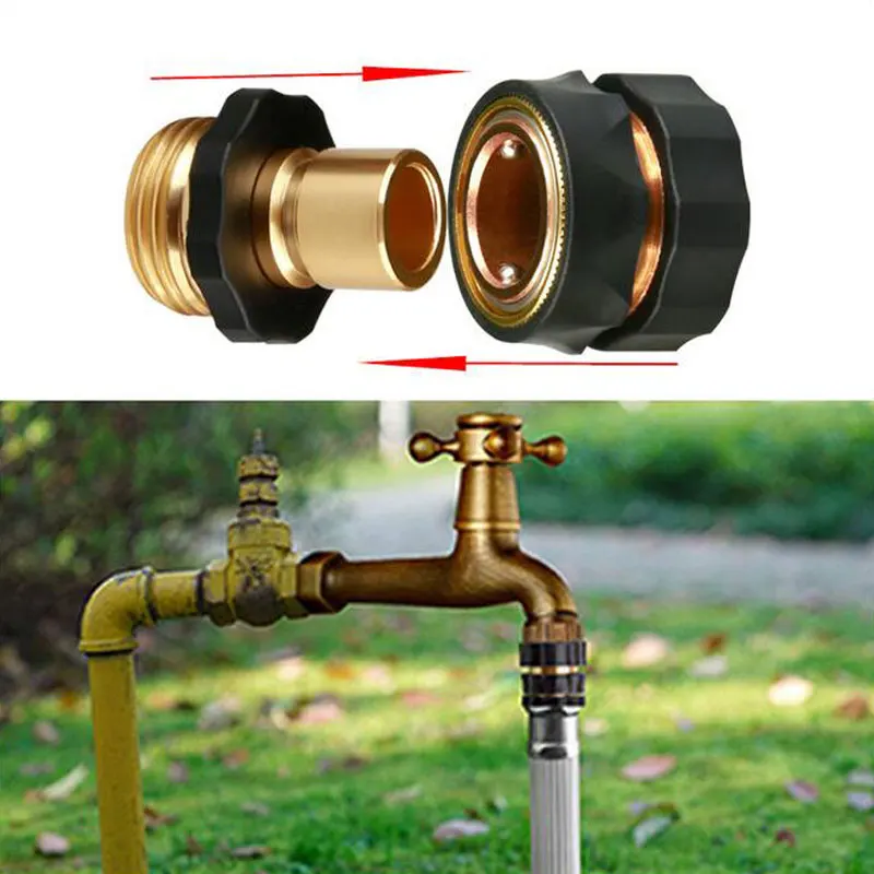 

2pcs 3/4" thread Garden Quick Connector Brass Water Gun Joints Washing Machine Adapter Garden Irrigation Fittings Water Hose