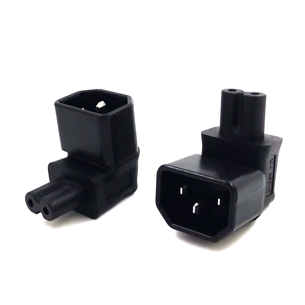 IEC 320 C14 Male to C7 Female Right Angle Power Adapter Plug, Connect C13 and C8 Conversion AC Electrical Plug 10A 250V