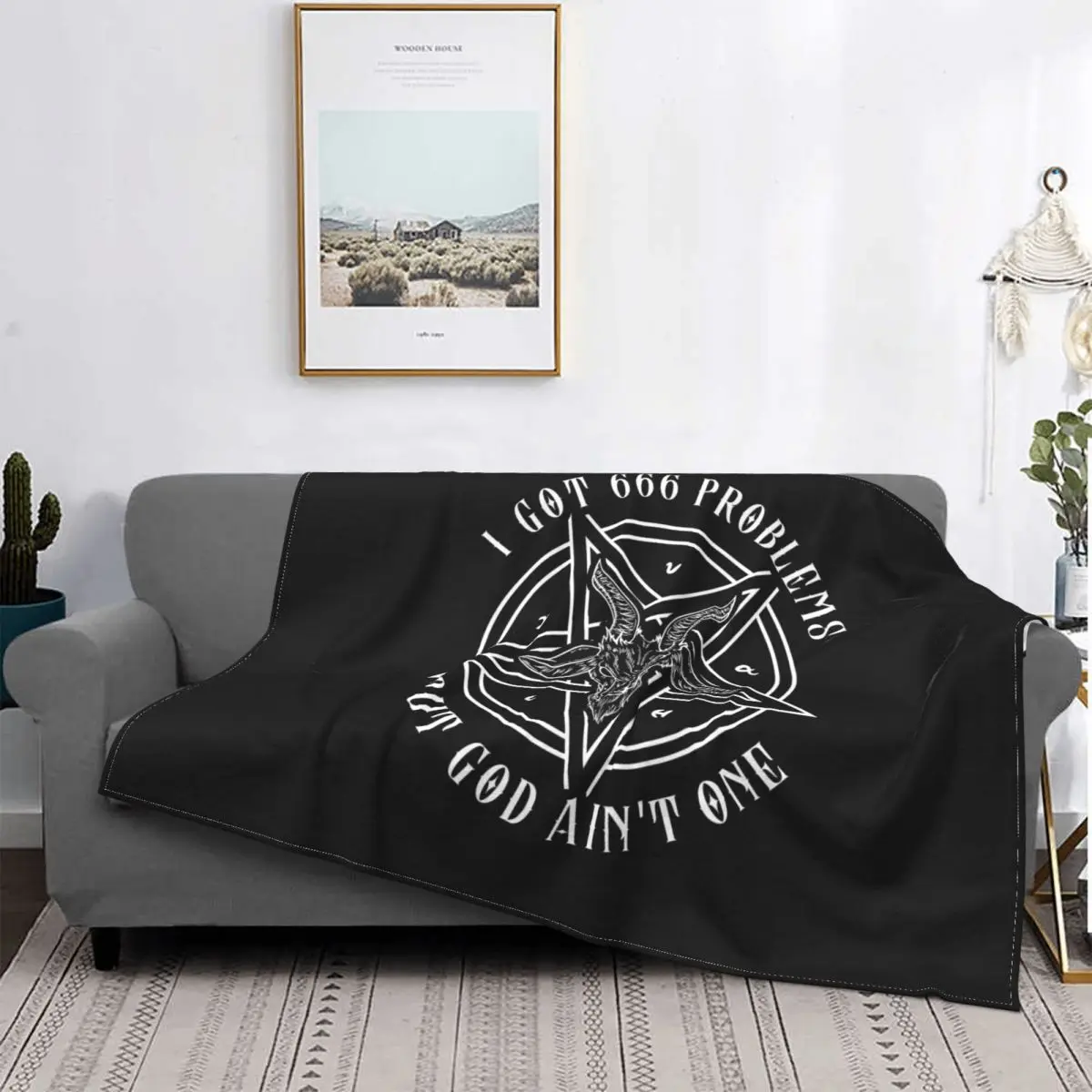 Pentagram,Satanic Goat Blankets Fleece Decoration Ultra-Soft Throw Blankets for Bedding Bedroom Plush Thin Quilt