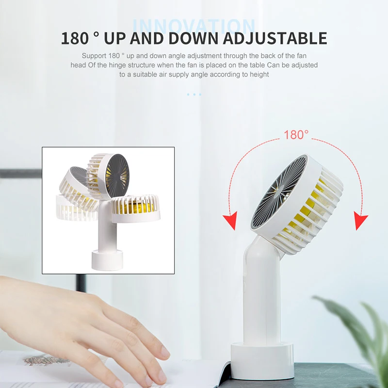 Portable Mini Fan Handheld Air Cooler 3 Speed Adjustable USB Rechargeable Small Fan for Home Office