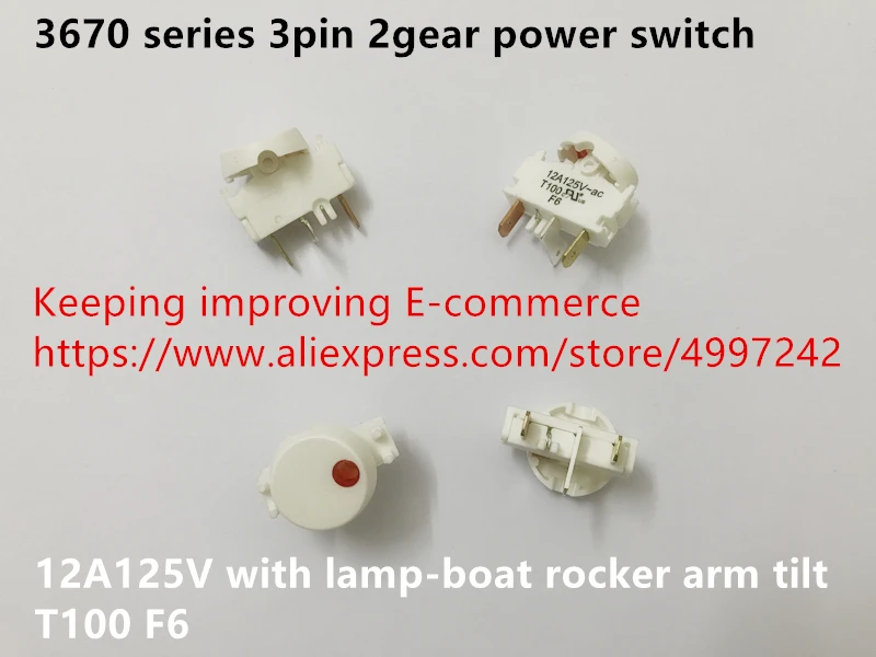 Original new 100% 3670 series 3pin 2gear power switch 12A125V with lamp-boat rocker arm tilt T100 F6