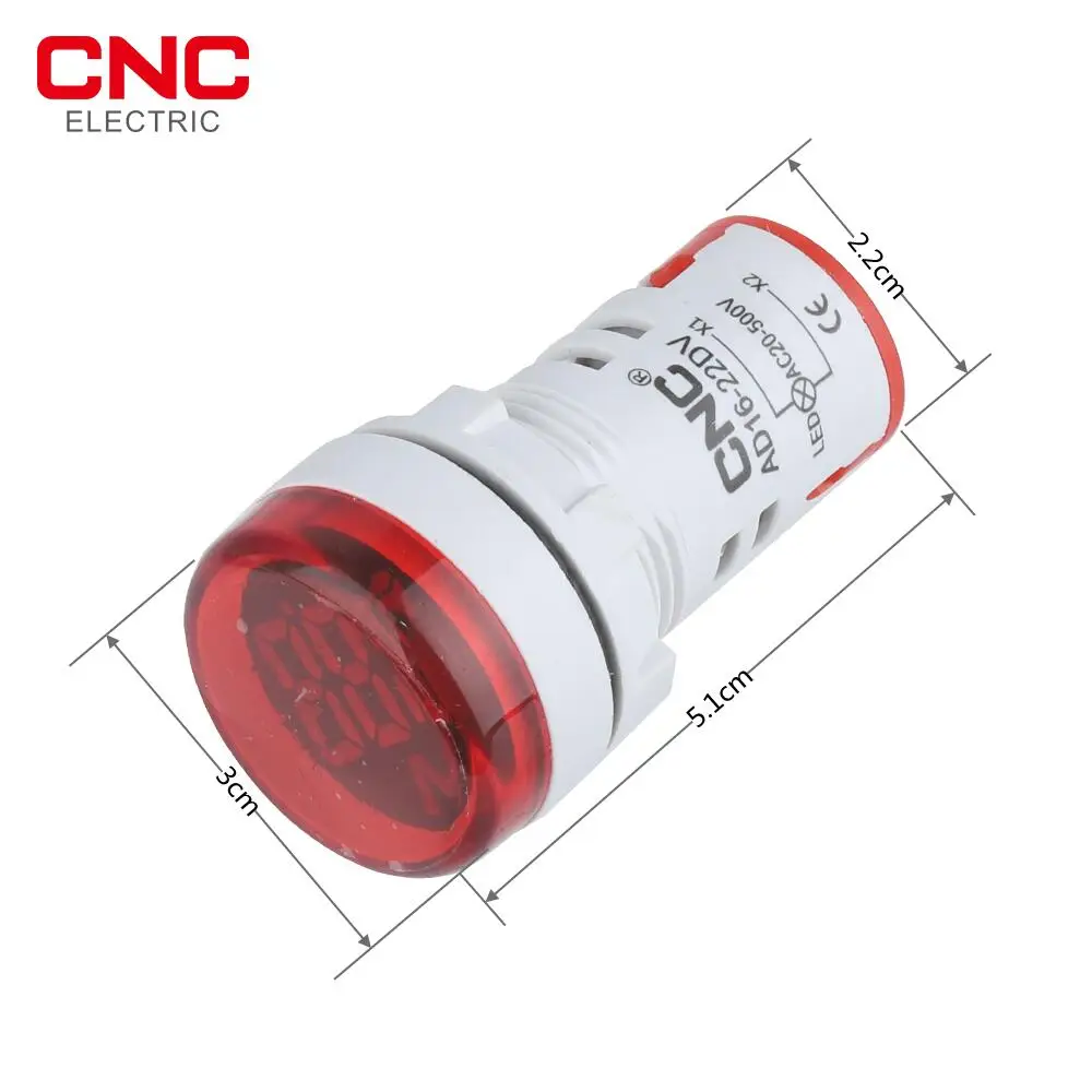 CNC 1PC AD16-22DV Mini indicatore digitale voltmetro 22mm AC 12-500V Tester Meter Monitor Power LED 5 colori Round