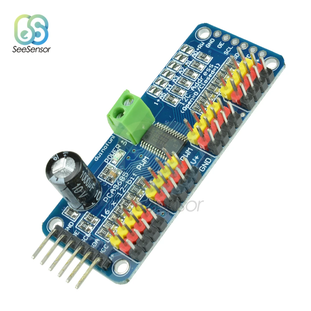 

16-канальный 12-битный PWM сервопривод PCA9685PW, драйвер для I2C интерфейса PCA9685, модуль для Raspberry Pi
