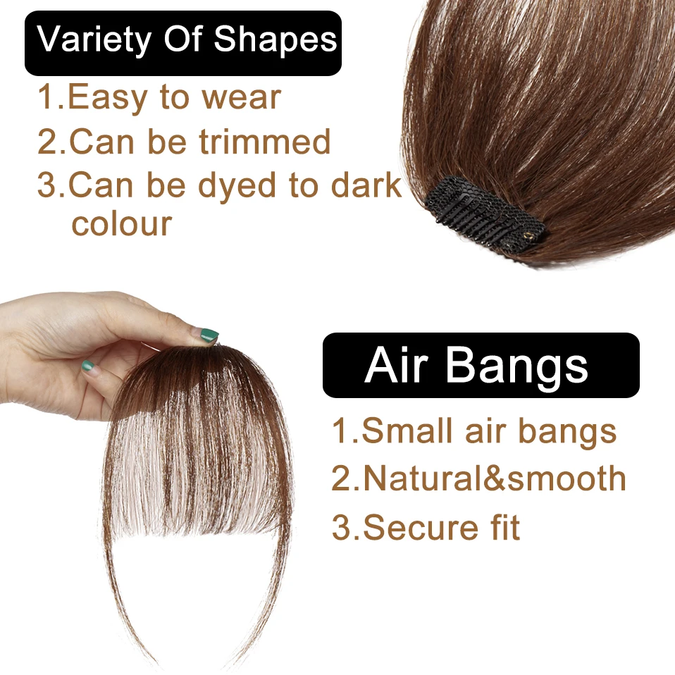 S-noilite Hair Bangs Thin Fringe 3g Air Bangs With Temples Hair Clip in Human Hair Extensions Hair Clips Front Bangs For Women