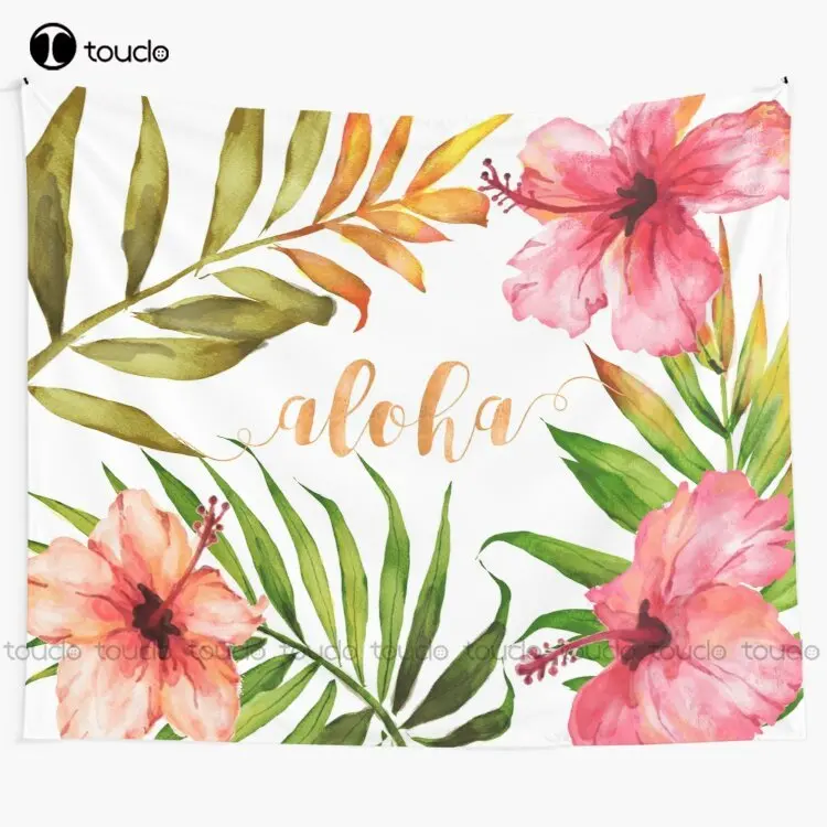 Aloha Tropical Hawaiian Floral Watercolor Tapestry Music Tapestry Blanket Tapestry Bedroom Bedspread Decoration Wall Covering