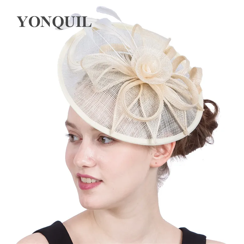 Formal Dress Women Church Fascinator Hats Hair Clip Bridal Wedding Show Race Headpiece Nice Sinamay Hats Femal Party Millinery