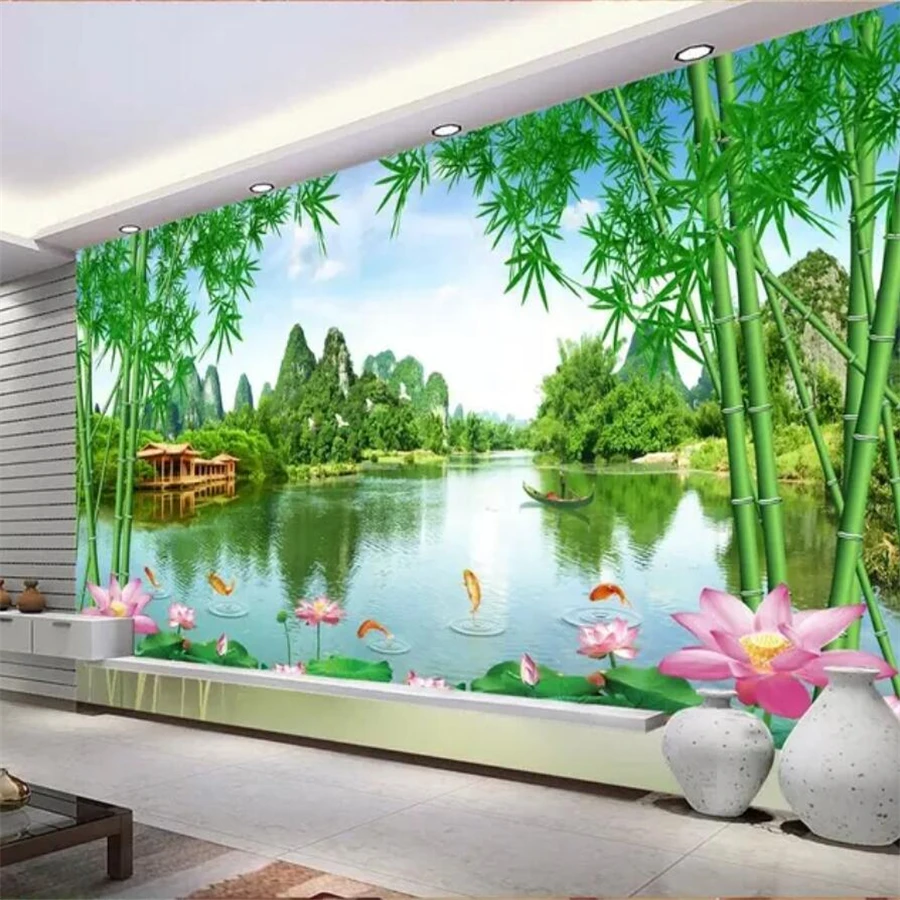 Custom wallpaper 3d large photo murals mountain clear scenery Jiangnan good scenery bedroom restaurant TV background wall paper