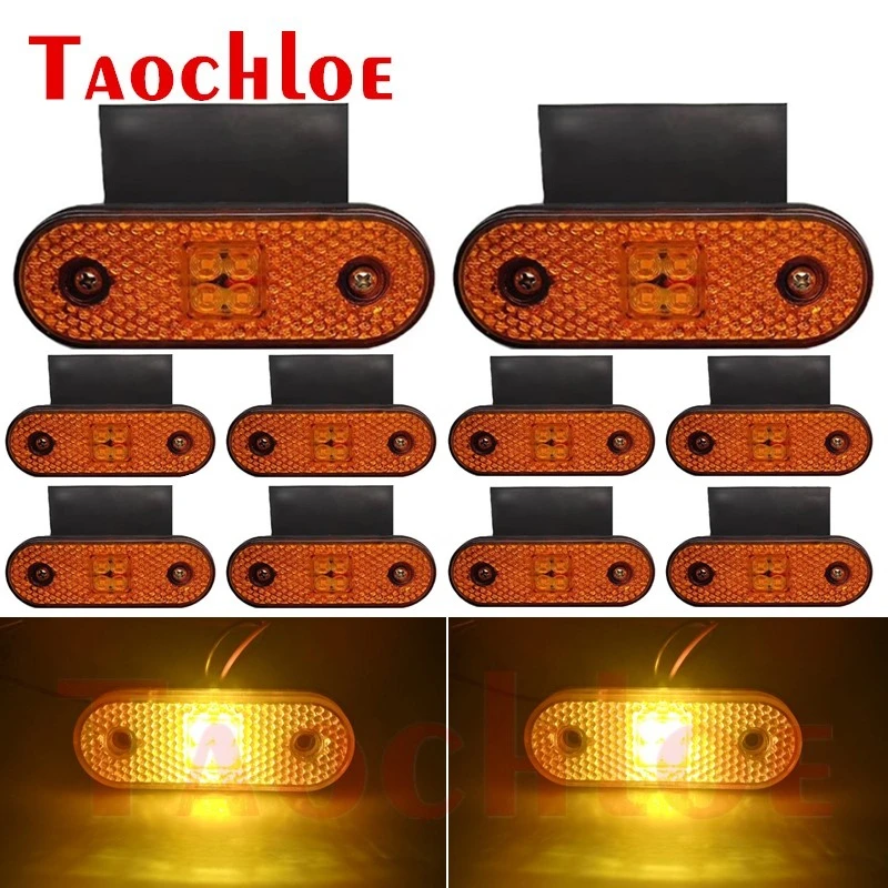 

10Pcs Trailer Clearance Lights 24V LED Indicators Truck Side Marker Cargo Lamp Lorry Tractor Turn Signals Amber Red White