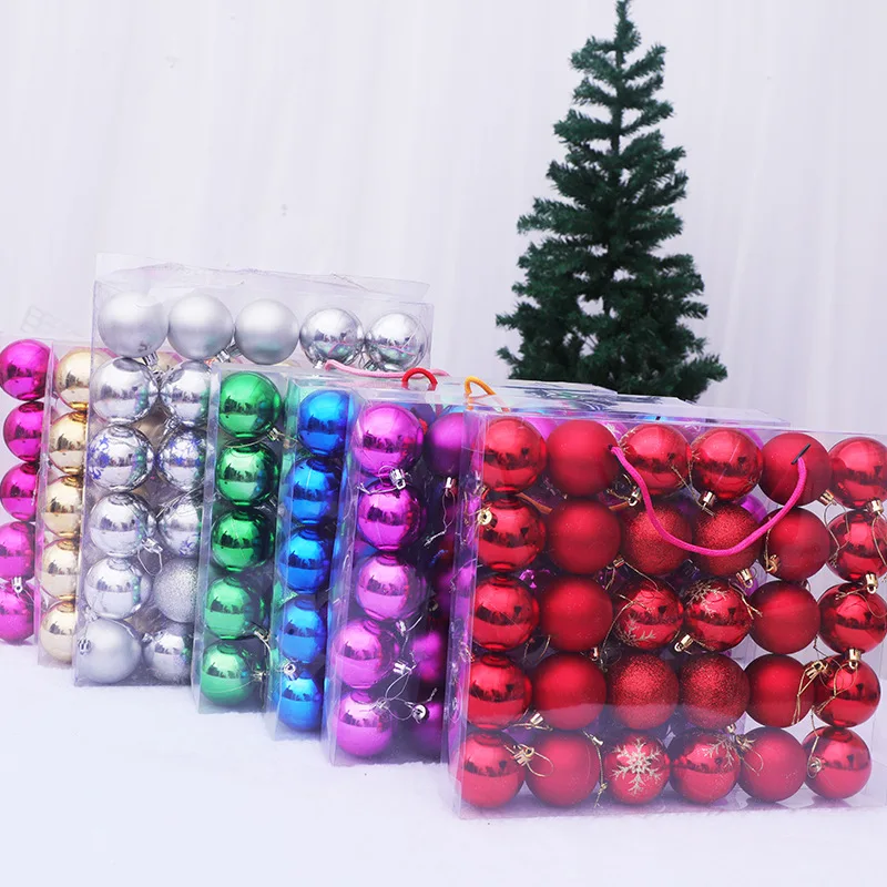 2022 Christmas Ornaments Electroplating Bright Ball Head Chrismas Tree Pendant 6cm30 Pcs  Balls Fall Decor for Home Pendant