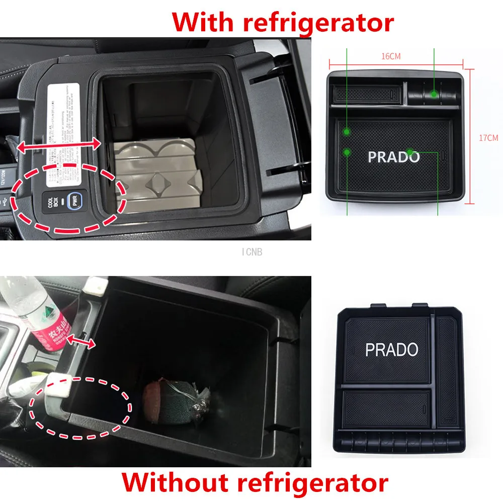 For Toyota Land Cruiser Prado 150 FJ150 2010 2012 2013 2014 2015 2016 2017 2018 2019 2020 Car Armrest Antislip Storage Box