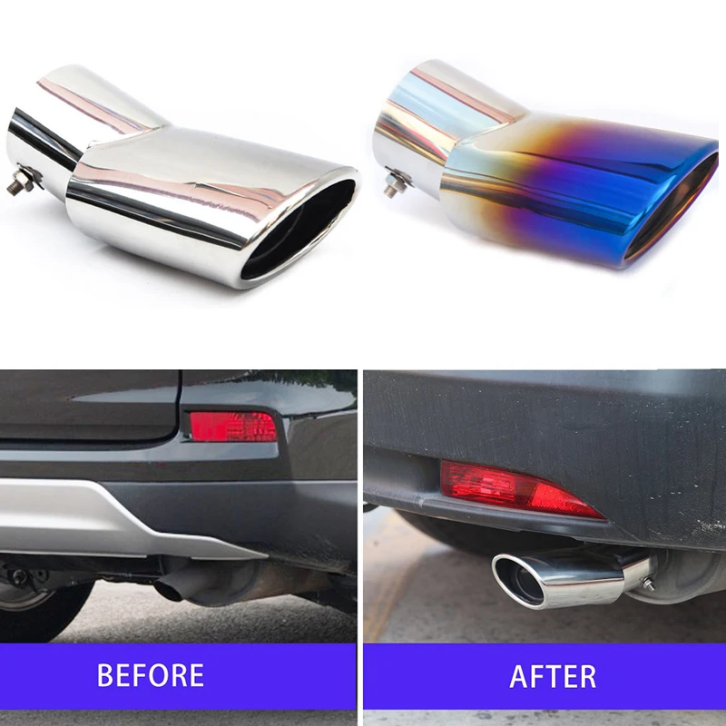 76mm For HONDA CR-V CRV 2017-2021 2018 2019 2020 Car Exhaust Tailpipe Stainless Steel Slip On Chrome Muffler Tube Blue / Silver