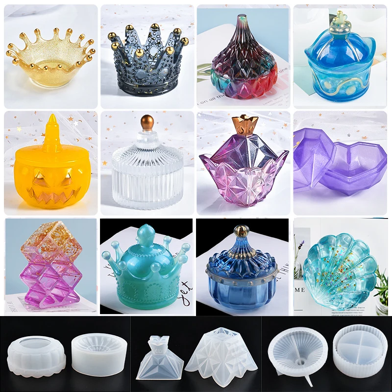 

Storage Box Lotus Crown Pyramid Ornaments Silicone Mold Pendants DIY mold Epoxy Resin UV Resin Jewelry Making Decorative Craft