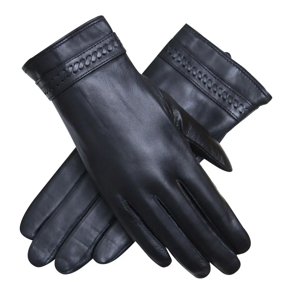 Touchscreen Real Leather Gloves Female Winter Plushed Lined Thicken Thermal Driving Sheepskin Gloves Women Gloves L185PC2