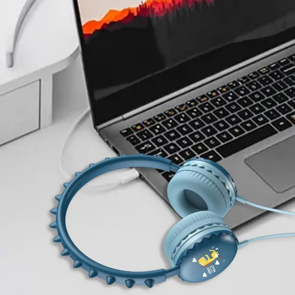 Wired Headphone 3.5mm Wired Headset Gift Noise Reduction  Creative Cute Dinosaur Over Ear Headset