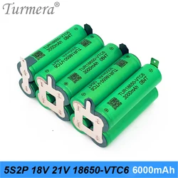 Turmera 18650 VTC6 3000mAh 6000mAh 5S 18V 21V Lithium Battery 30A Welding Strip for Screwdriver Battery Shurika Shura Customize