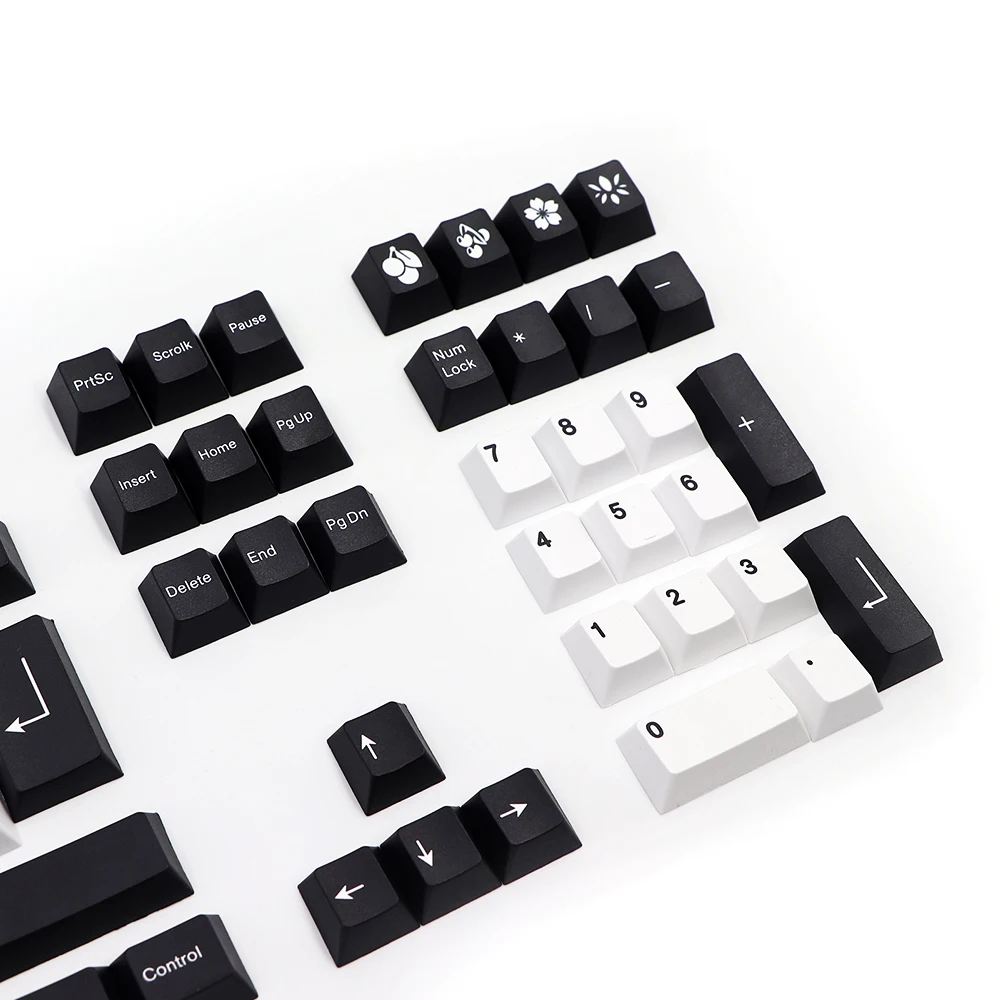 GMK-KEY Black White pbt Keycap Cherry Profile Dye Subb Keycaps For Mx Switch dz60 gk61 64 75 87 96 108 Spain Layout iso Key Cap