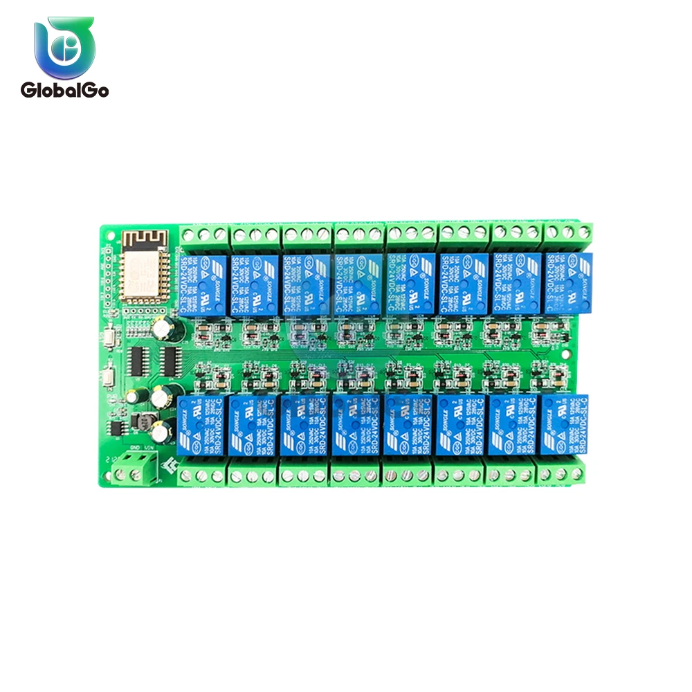 ESP8266 wifi 16チャンネルリレーモジュールESP-12F開発ボード電源5v/12v/24v 10A