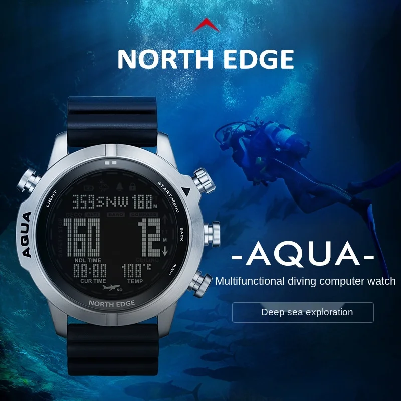 Men\'s Diving Waterproof 100M Smart Digital Freedom/Scuba Diving Watch Altimeter Barometer Compass Temperature Clock