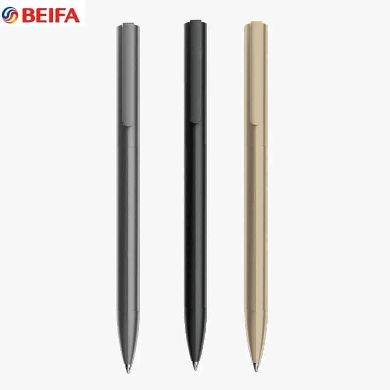 BeiFa Metal Gel Pen Rotating Business Sign Pen 0.5MM Black Ink Pучка Caneta Writing for Office School Stationery Supplies