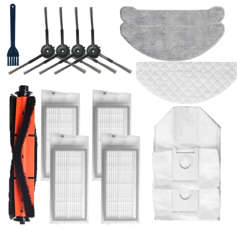 Piezas de cepillo lateral con filtro Hepa para Xiaomi Roidmi EVE Plus, accesorios para aspiradora robótica, cepillo principal, bolsa de polvo