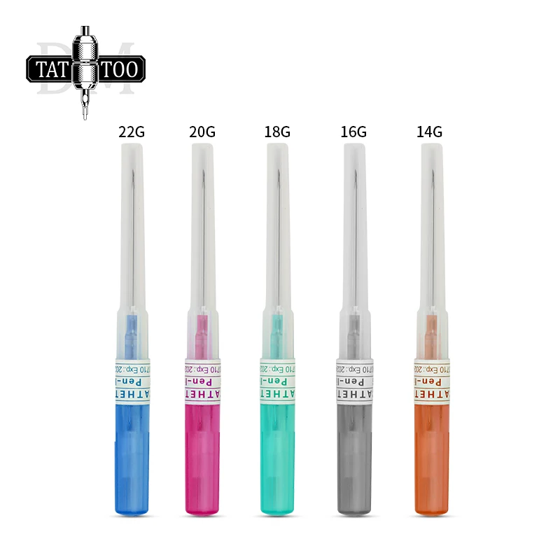 Disposable Body Piercing Needles 50Pcs 14G 16G 18G 20G 22G Ear Nose Sterile Surgical Steel Catheter Piercing Needles