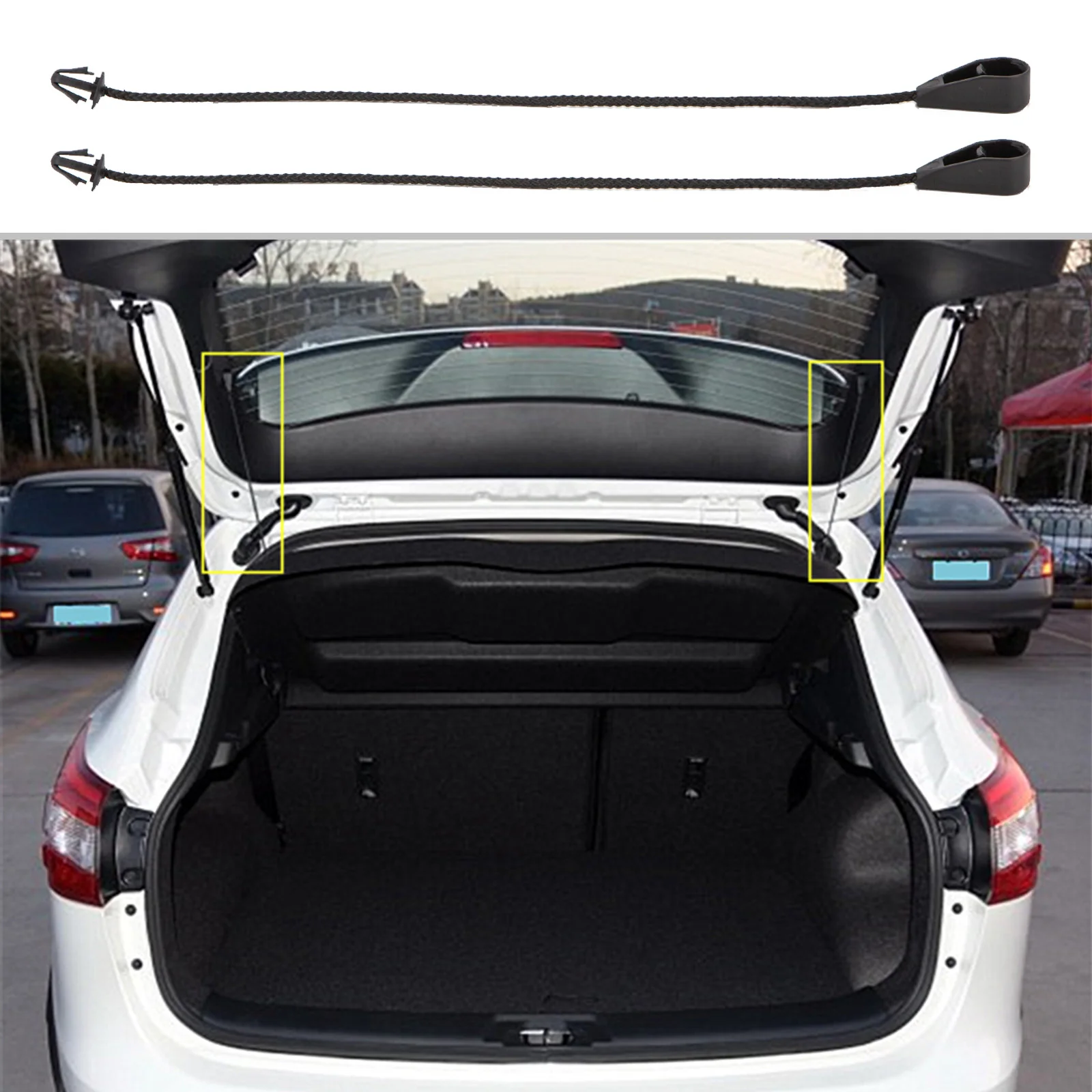 

For Ford Focus MK2 2004-2011 2Pcs Rear Inner Interior Tonneau Hatch Cover Lift String Strap Car Parcel Shelf String Cord