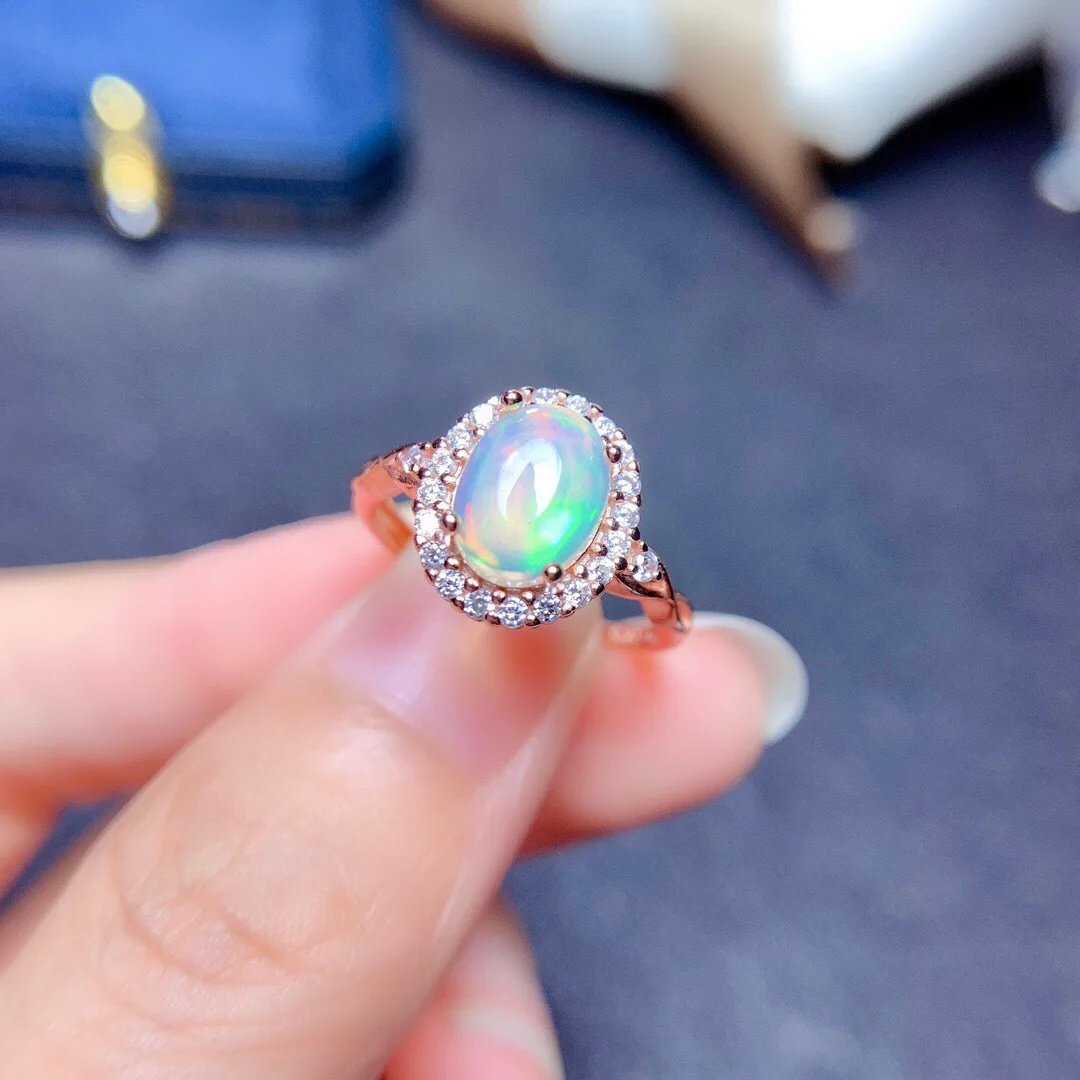 

100% Natural White Opal Ring for Daily Wear 5mm*7mm Opal Silver Ring Fashion 925 Silver Opal Jewelry