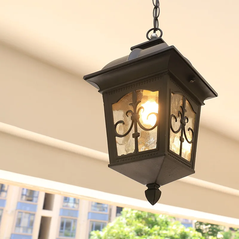 European style outdoor waterproof chandelier outdoor villa garden lamp retro balcony aisle corridor