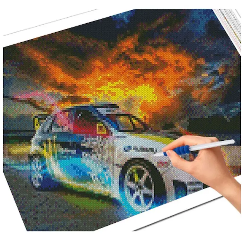 Trapano rotondo completo 5D pittura diamante fai da te sport Car scenario ricamo punto croce mosaico Bead Art Diamond Kit per adulti decorazioni per