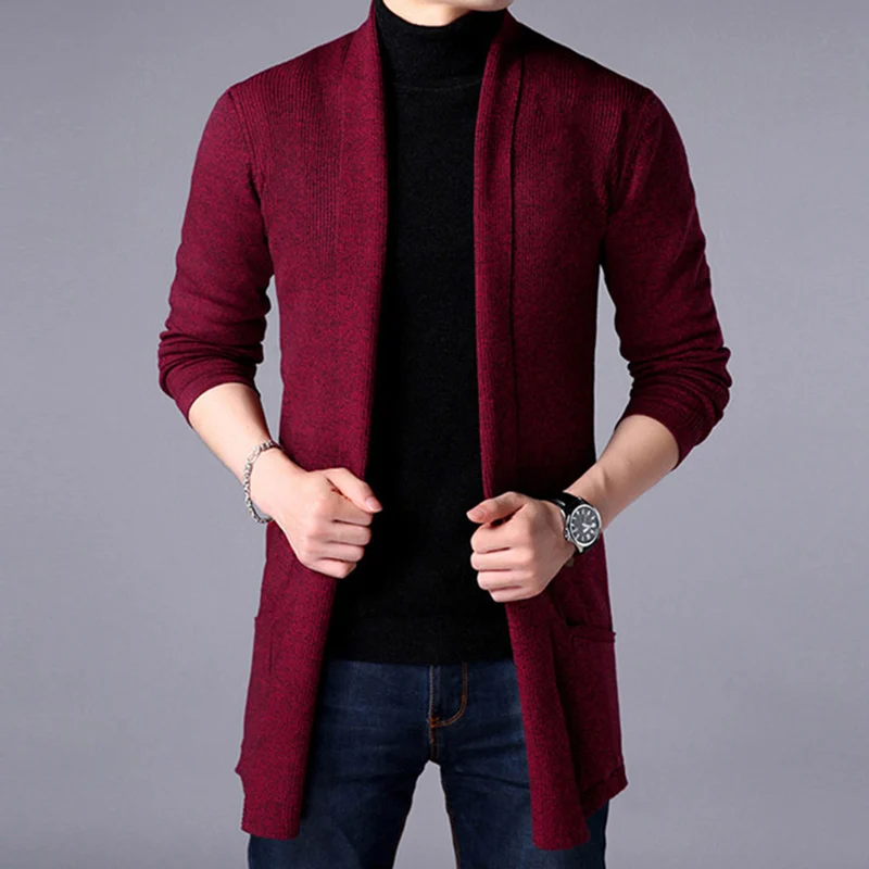 FAVOCENT Men cienkie dzianiny sweter sweter wiosna jesień solidny sweter wydłużana, długa rękaw mężczyzna Slim Fit sweter sweter