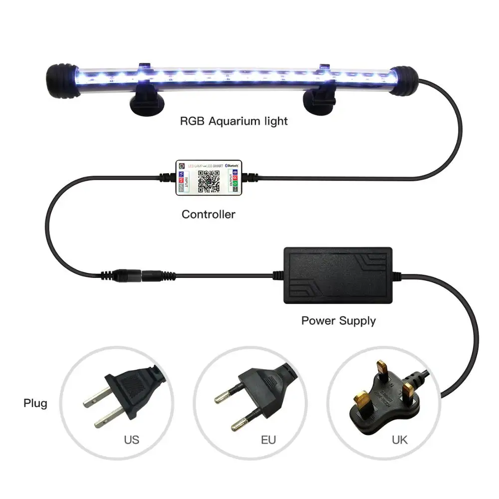 Zhongji 19CM-59CM Aquarium LED Lighting Bluetooth APP Remote Control RGB Waterproof Fish Tank Lights Lamp For Aquarium Plants