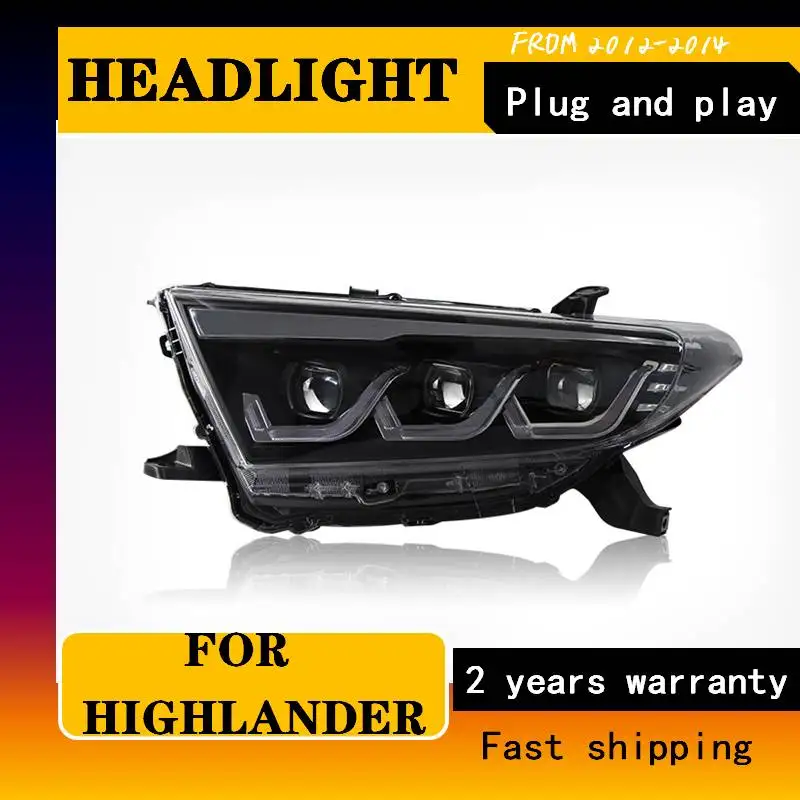 

LED Head Lamp For Toyota Highlander 2012 2013 2014 Kluger Headlights Fog Lights Daytime Running Lights LED Bulb Car Accessories